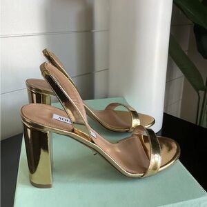 Aquazzura So Nude 85 Soft Gold Shiny Heels